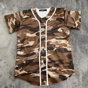 Ealer Camouflage Baseball Jersey Shirt Brown Beige Black Size S